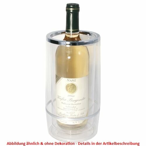 Flaschenkühler Acryl doppelwandig mit Chromrand | D. 10 x H. 23 cm | Klar  [mieten]